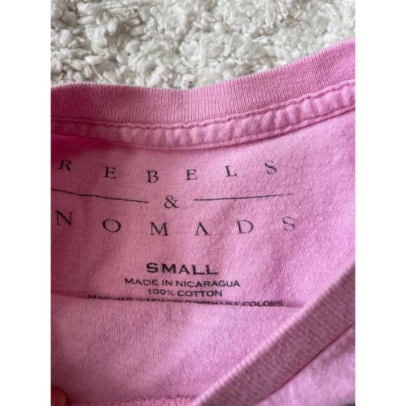Rebels & Nomads Sz. S Adult “ Paradise Lost” Pink Tee. Cute, Fun - Picture 4 of 6